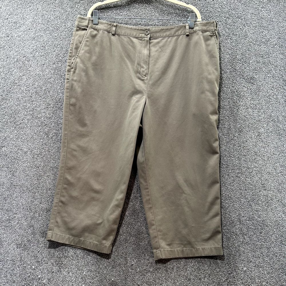 LL Bean Bayside Crop Chino Pants 20P Brown CLASSIC Fit High Rise Straight Office